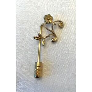 Vintage Silvertone Floral Brooch Pin Estate Found Costume Jewelry 2 1/4" Diamete